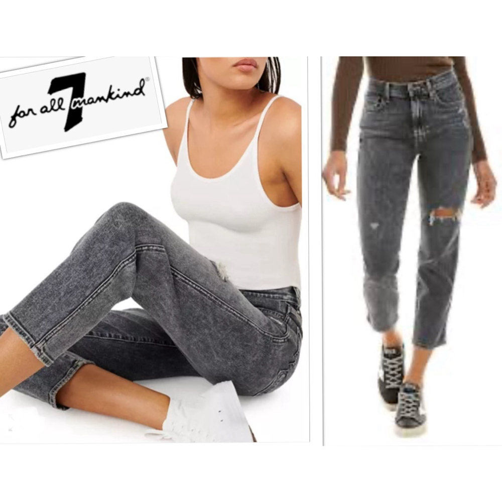 7 FOR ALL MANKIND size 29
Gray Distressed High-Rise Straight Crop Stretch Jean